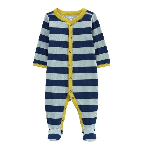 Carter's Baby Boy 9 Mos Footed Sleeper Lot Stripe Gray Blue Pajama 1pc NWT - Picture 3 of 4
